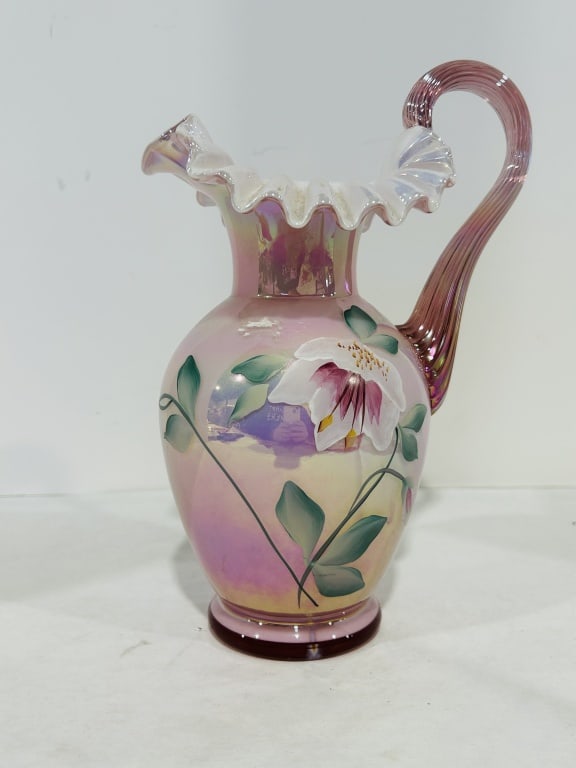 FENTON DUSTY ROSE HANDPAINTED PITCHER: .