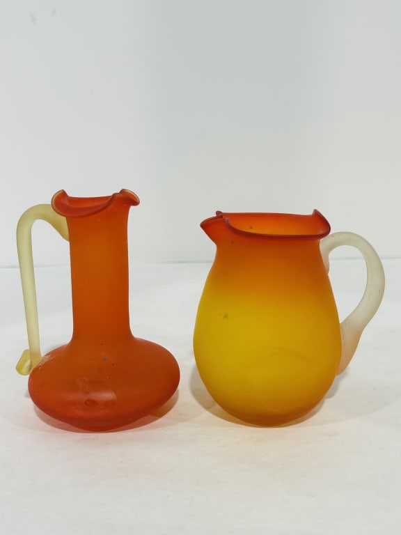 PILGRIM GLASS AMBERINA MINI PITCHERS: .