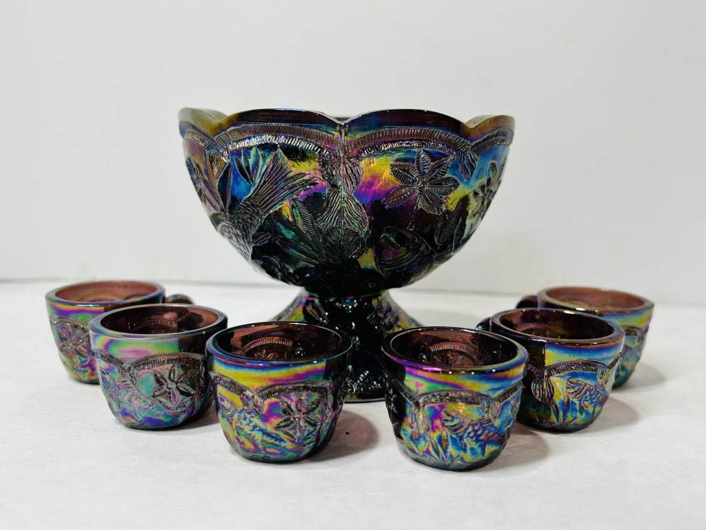 Collection of Vintage Amethyst Carnival Glass (1 of 7)