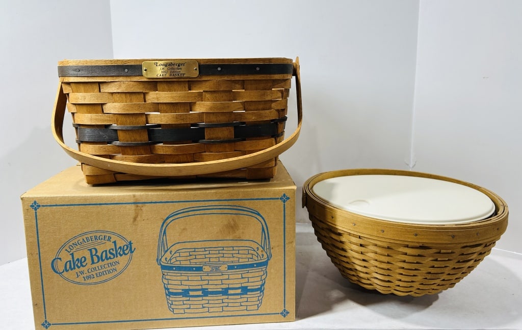Two Longaberger Woven Wood Splint Baskets including a J.W. Collection Cake Basket (1 of 4)