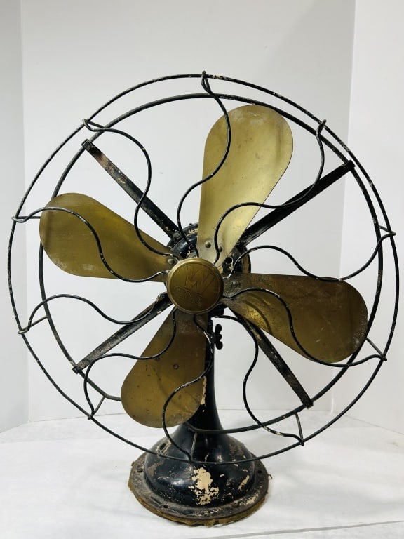 Antique Westinghouse Electric Brass Blade Oscillating Desk Fan (1 of 3)