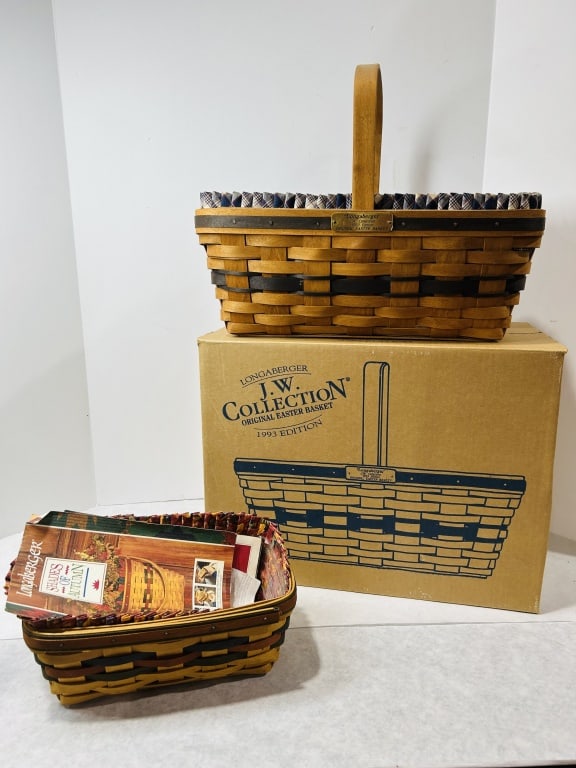 Two Longaberger Woven Wood Baskets Including a 1993 J.W. Collection Original Easter Basket (1 of 3)