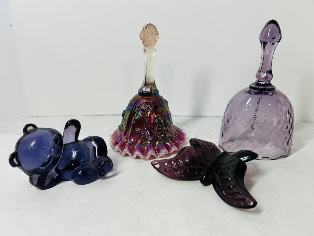 A Collection of Four Fenton Art Glass Bells and Figurines (1 of 8)