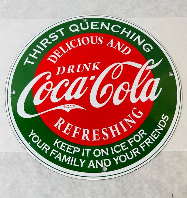 Circular Porcelain Enamel Coca-Cola Advertising Sign (1 of 3)
