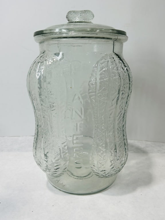 Vintage Planters Peanuts Four Corner Clear Glass Countertop Display Jar (1 of 5)