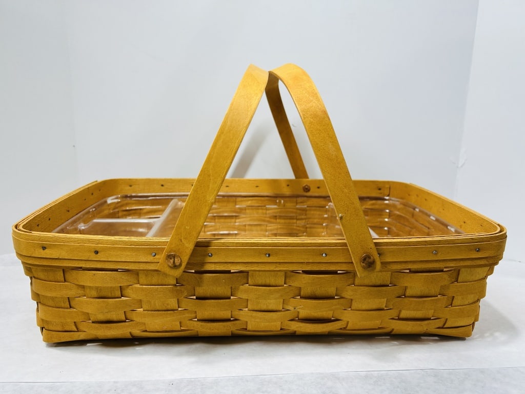 Longaberger 1999 Handwoven Rectangular Basket with Divided Liner (1 of 4)
