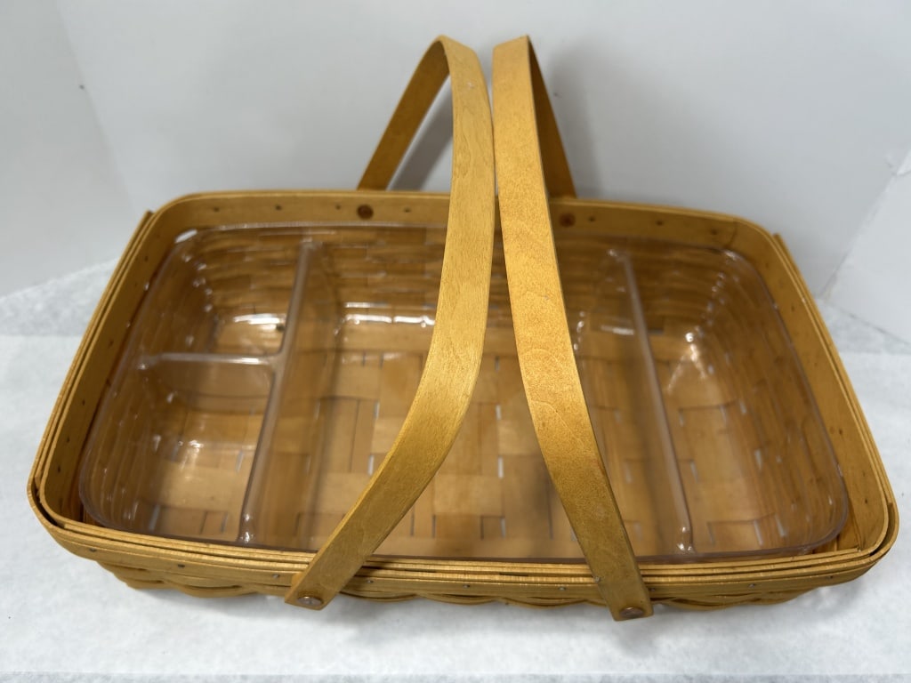 Longaberger 1999 Handwoven Rectangular Basket with Divided Liner - 2