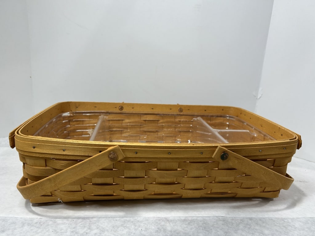 Longaberger 1999 Handwoven Rectangular Basket with Divided Liner - 3