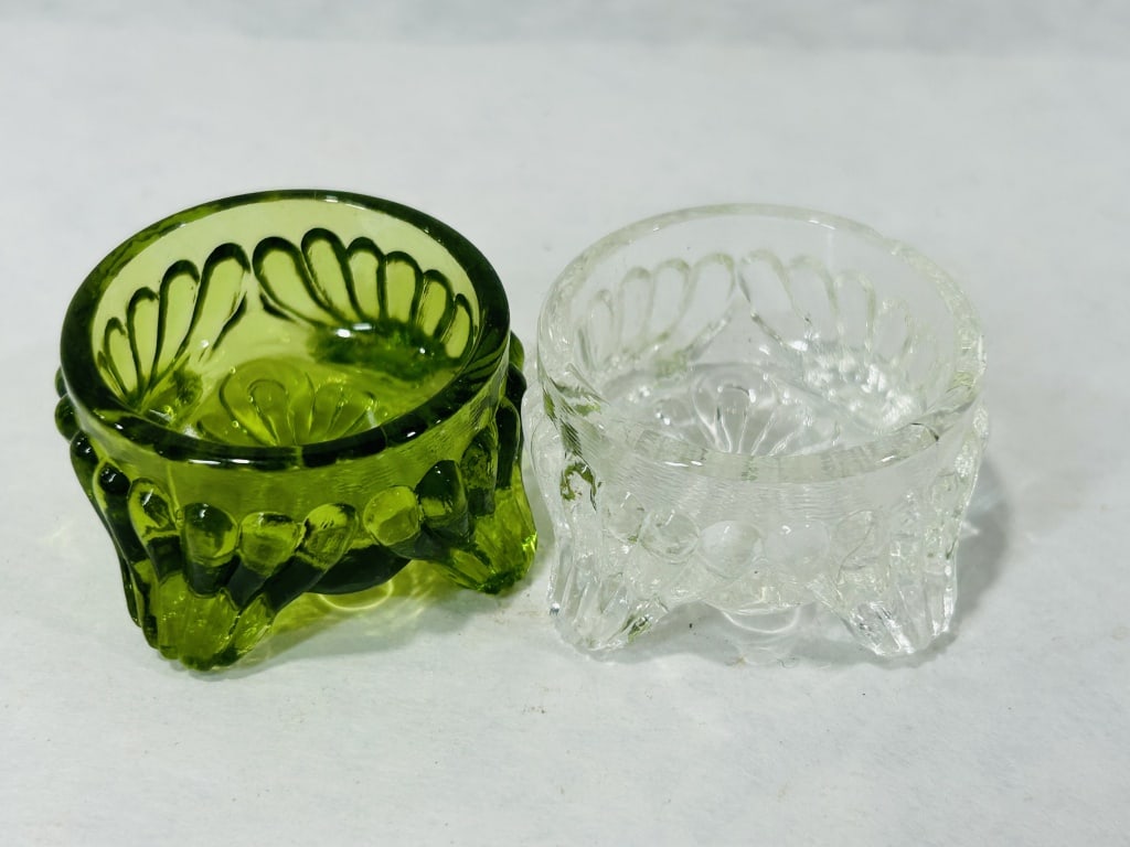 A Pair of Individual Footed Pressed Glass Open Salt or Nut Dishes (1 of 2)