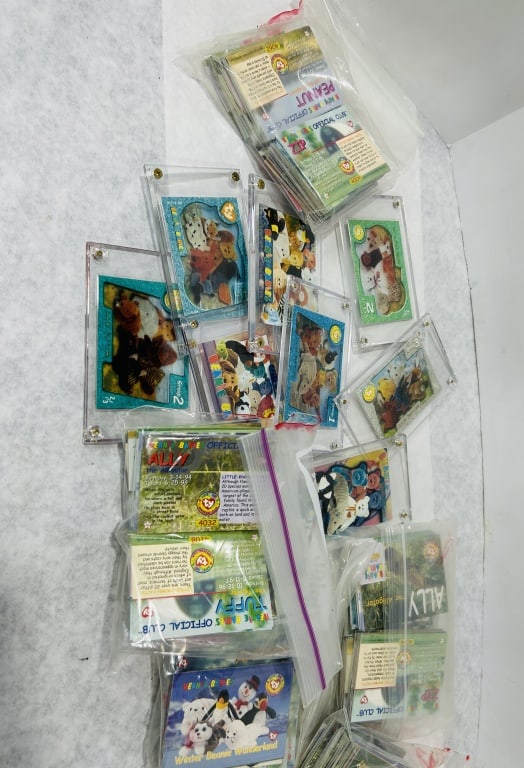 A Collection of Ty Beanie Babies Official Club Trading Cards: A large assortment of Ty Beanie Babies Official Club trading cards primarily from Series I, Series II, and Series III, issued circa 1998 to 1999. The collection includes various base cards and special