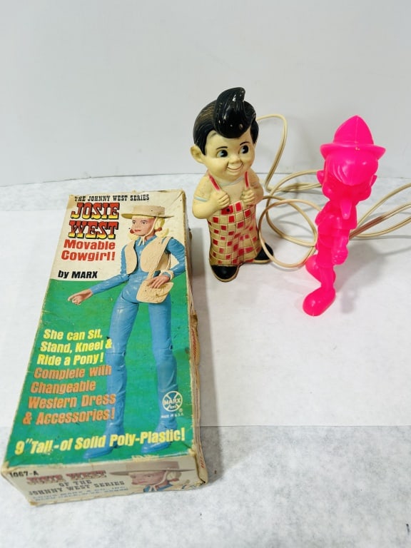 Three Vintage Toys including Marx Josie West Action Figure Set and Corded Character Figures (1 of 3)