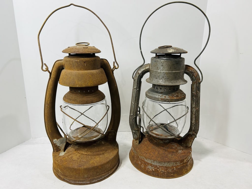 A Pair of Vintage Tubular Cold-Blast Oil Lanterns including a Pioneer Model (1 of 3)