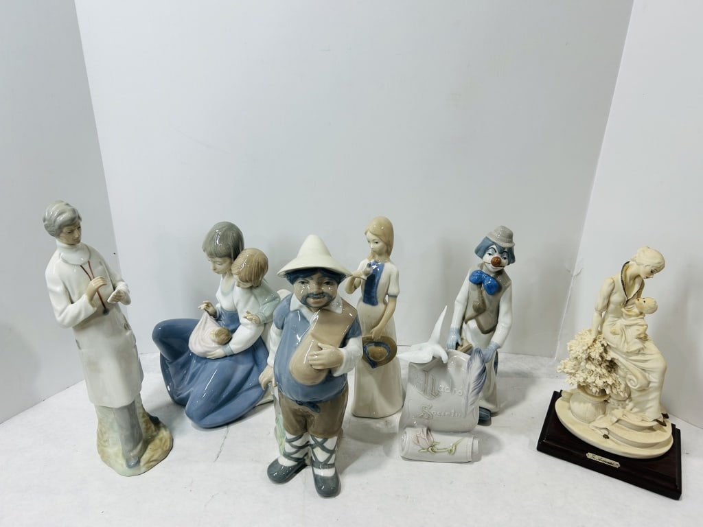 An Assortment of Spanish and Italian Porcelain Figurines including Lladro Society and Giuseppe (1 of 6)