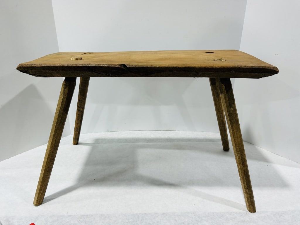 19th Century Primitive Hand-Hewn Wood Utility Bench (1 of 8)