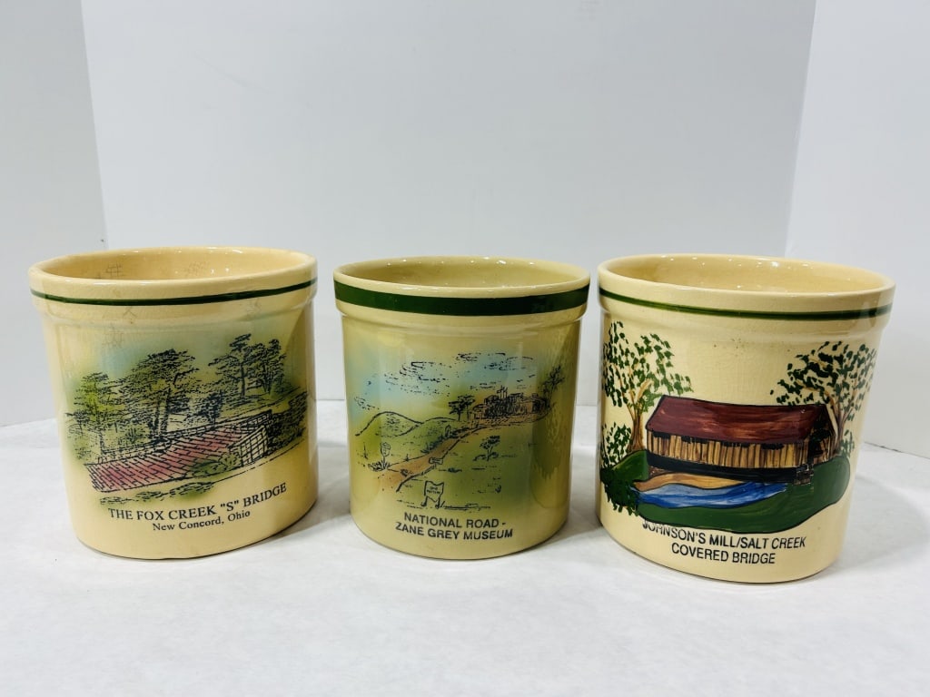 A Collection of Zanesville Stoneware Commemorative Crocks and Canisters (1 of 15)