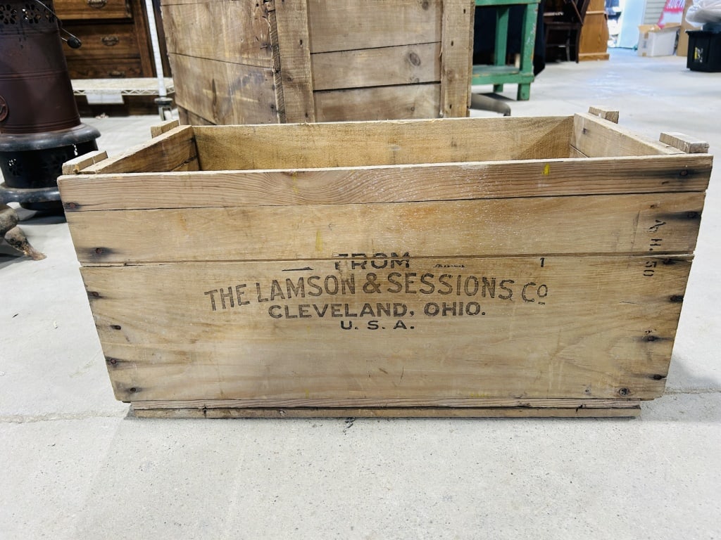 Vintage Lamson & Sessions Co. Industrial Wooden Shipping Crate (1 of 4)