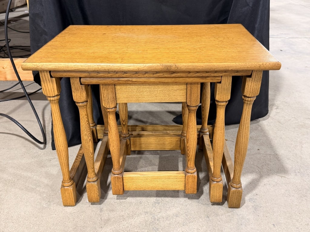 A Trio of Jacobean Style Oak Nesting Side Tables (1 of 3)