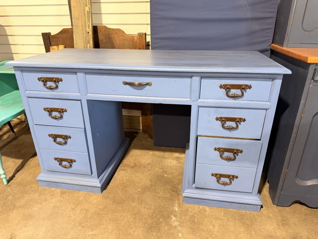 Vintage Painted Colonial Revival Pedestal Desk (1 of 1)