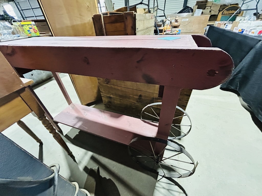 Primitive Country Style Red Painted Wooden Display (1 of 1)