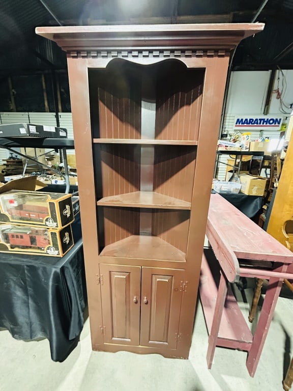 Colonial Revival Style Painted Wood Corner Cupboar (1 of 1)