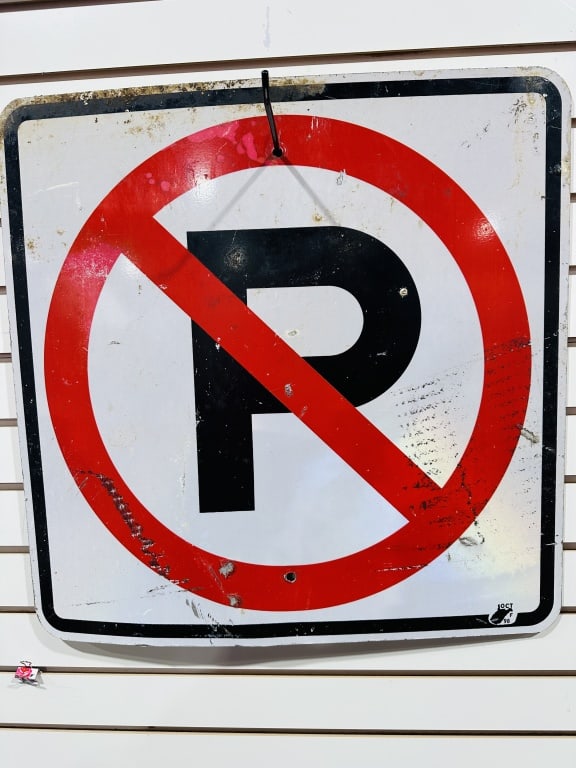 VINTAGE ALUMINUM NO PARKING SIGN, 1998 (1 of 2)