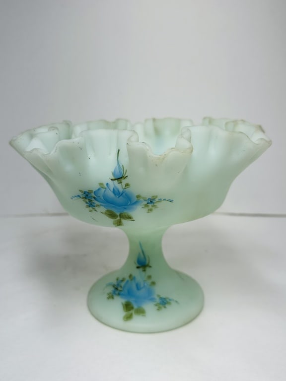 FENTON, SATIN COMPOTE, C. 1970 (1 of 2)