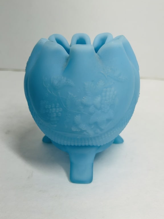 FENTON BLUE SATIN BOWL (1 of 4)