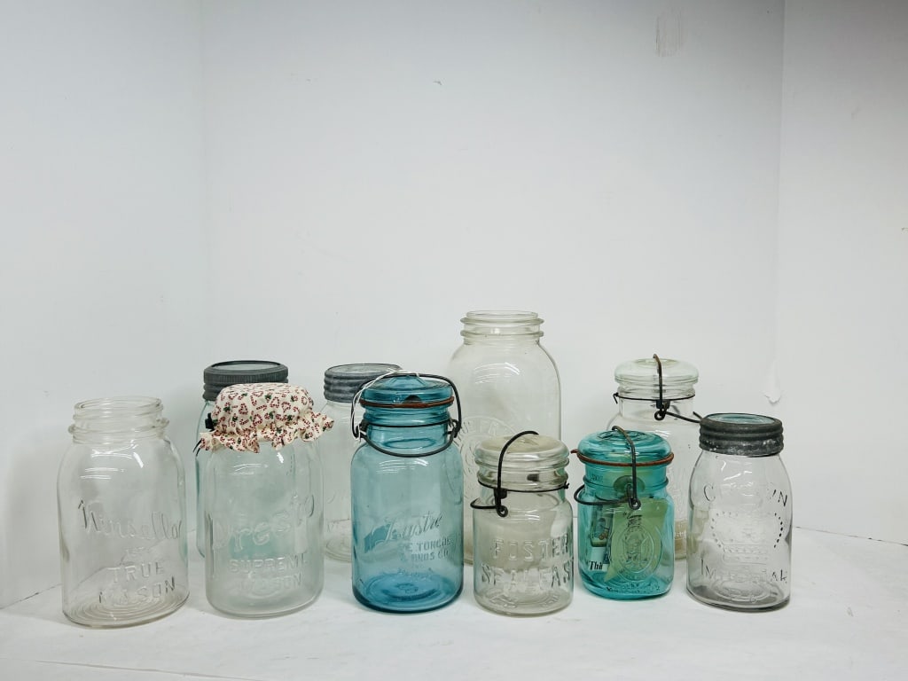 VARIOUS MAKERS, GLASS CANNING JARS, 1874-1976 (1 of 20)