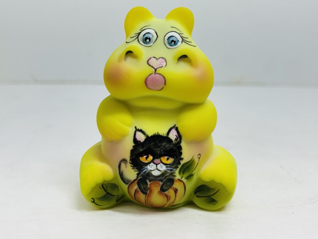 FENTON BURMESE GLASS HIPPO FIGURINE, 2020 (1 of 5)