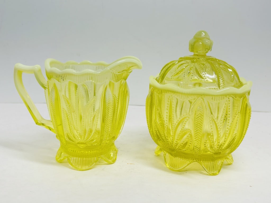 NORTHWOOD ATTRIBUTED VASELINE GLASS SET (1 of 11)