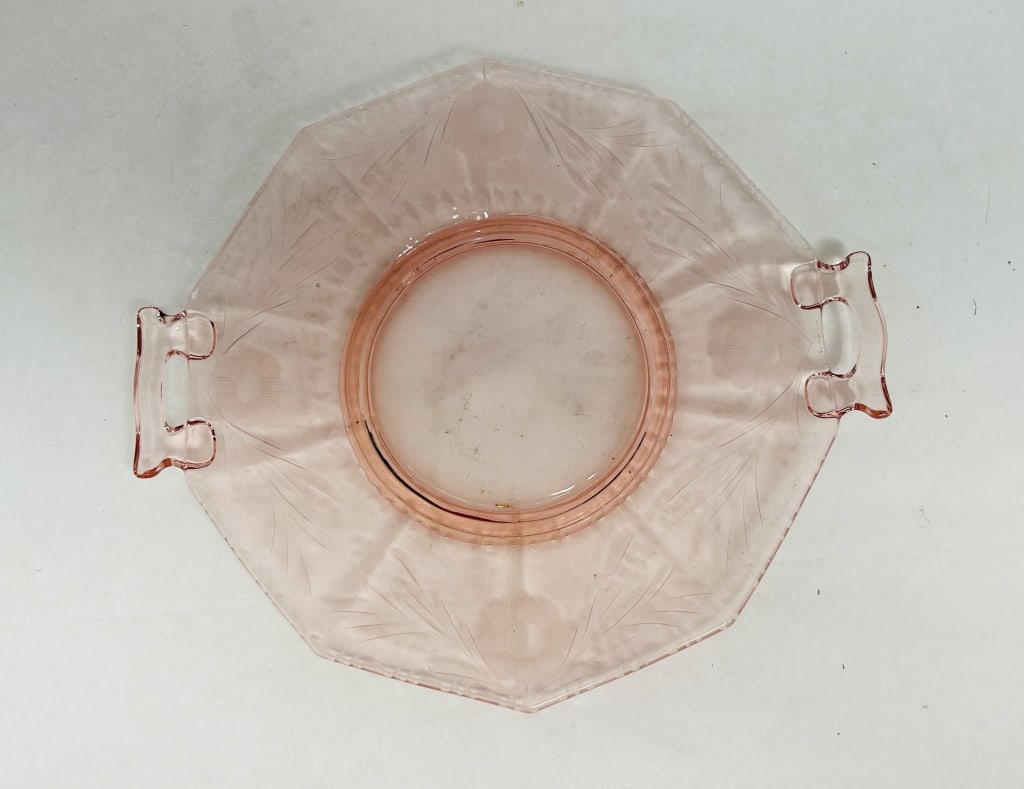 PINK FEDERAL GLASS ROSEMARY SERVER, 1935 (1 of 3)
