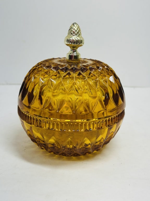 INDIANA GLASS STYLE AMBER BOWL, 1960S (1 of 4)