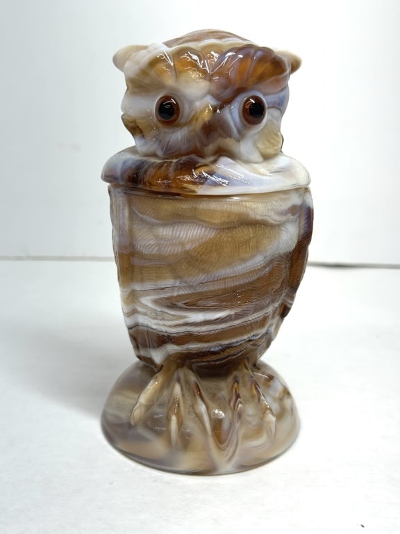 IMPERIAL CARAMEL SLAG OWL JAR (1 of 5)