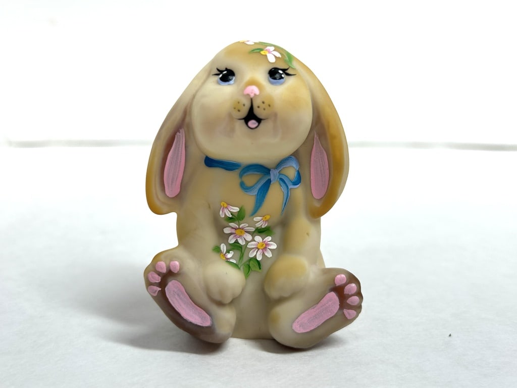 FENTON BURMESE SATIN BUNNY FIGURINE, 2008 (1 of 5)