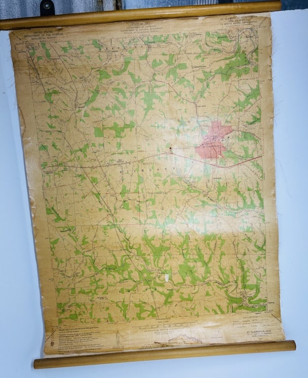 USGS OHIO ST. CLAIRSVILLE PAPER MAP, 1960 (1 of 7)