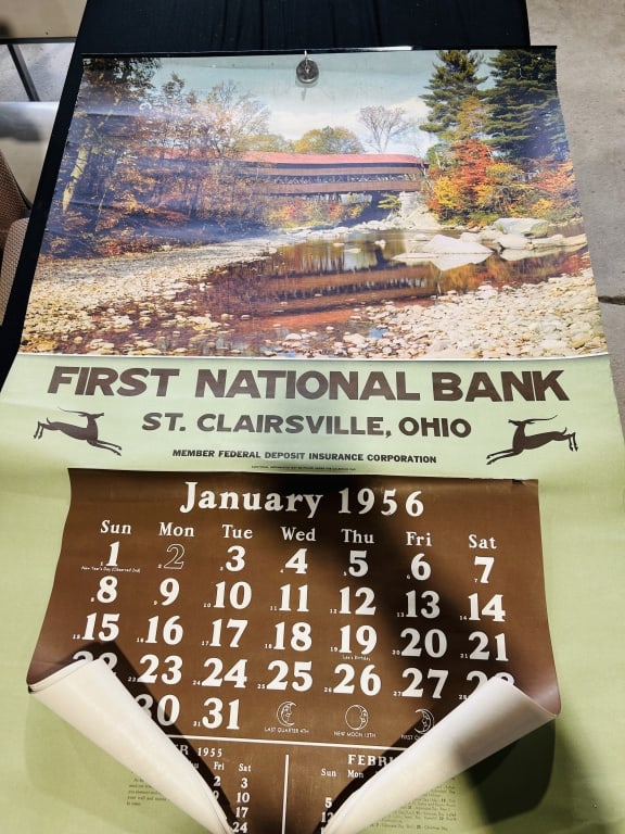 FIRST NATIONAL BANK PAPER CALENDAR, 1956 (1 of 3)