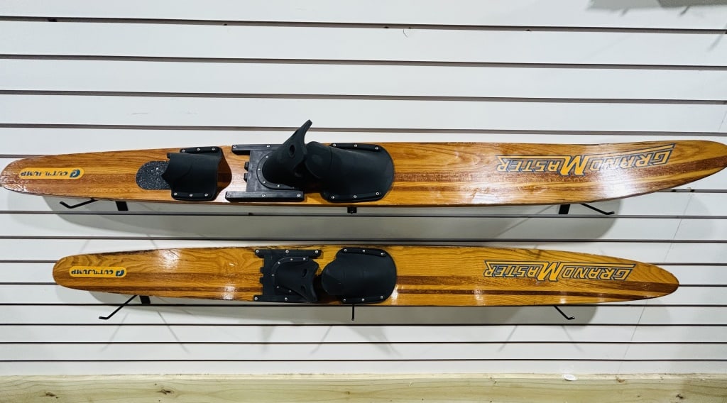 CUT 'N JUMP WOODEN WATER SKIS, C. 1970S (1 of 6)