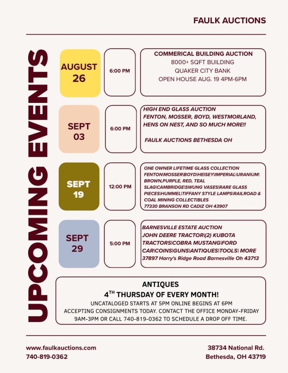 UPCOMING AUCTIONS: Upcoming events