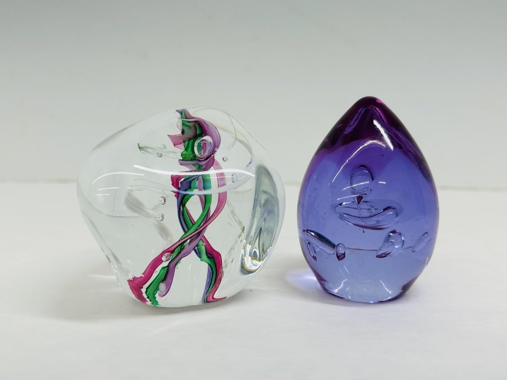 TWO ART GLASS PAPERWEIGHTS (1 of 4)