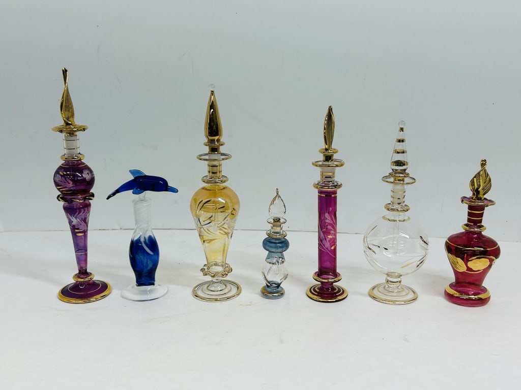 EGYPTIAN GLASS PERFUME BOTTLES, MODERN (1 of 5)