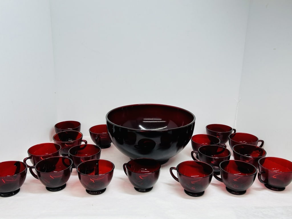 ANCHOR HOCKING ROYAL RUBY PUNCH SET, 1950S - 3