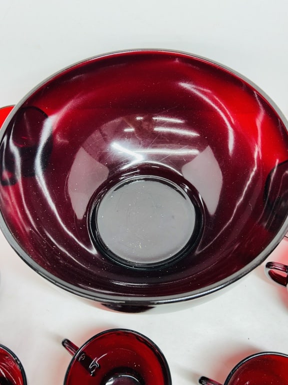 ANCHOR HOCKING ROYAL RUBY PUNCH SET, 1950S - 4