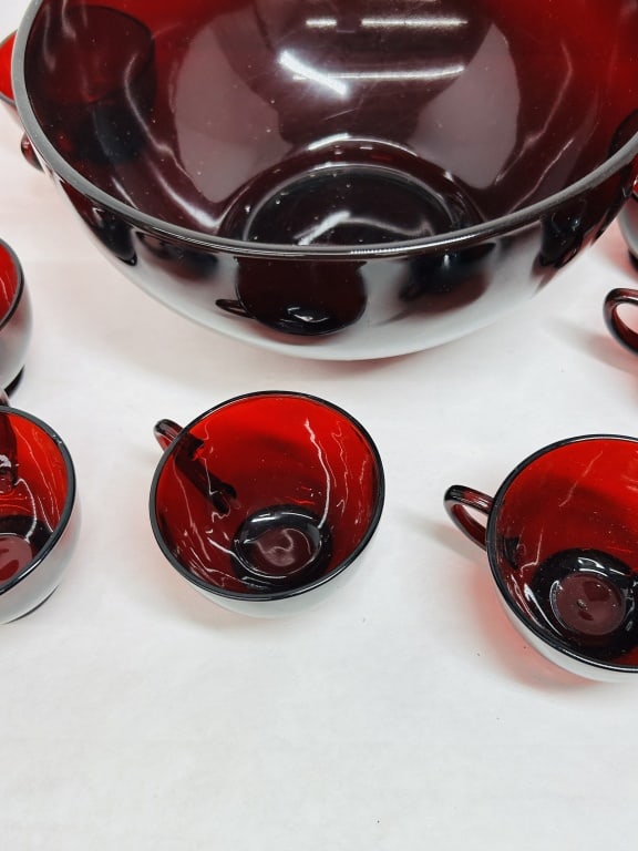 ANCHOR HOCKING ROYAL RUBY PUNCH SET, 1950S - 5