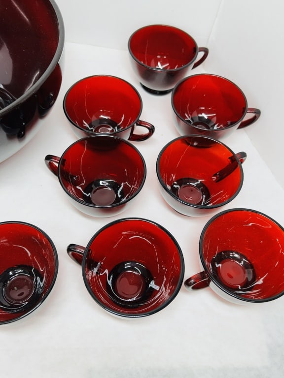 ANCHOR HOCKING ROYAL RUBY PUNCH SET, 1950S - 6