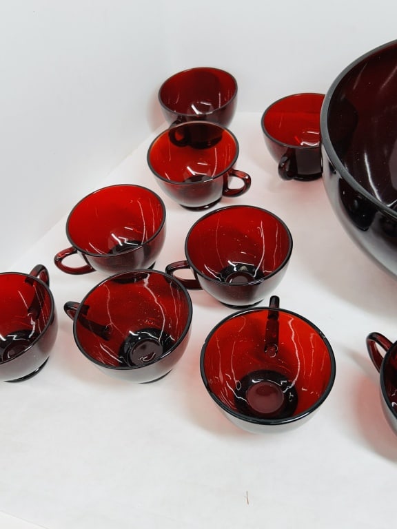 ANCHOR HOCKING ROYAL RUBY PUNCH SET, 1950S - 7