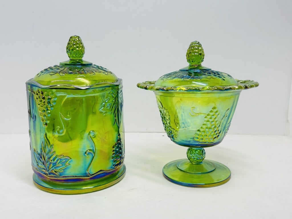 INDIANA GLASS GREEN CARNIVAL SET, CIRCA 1970 (1 of 6)
