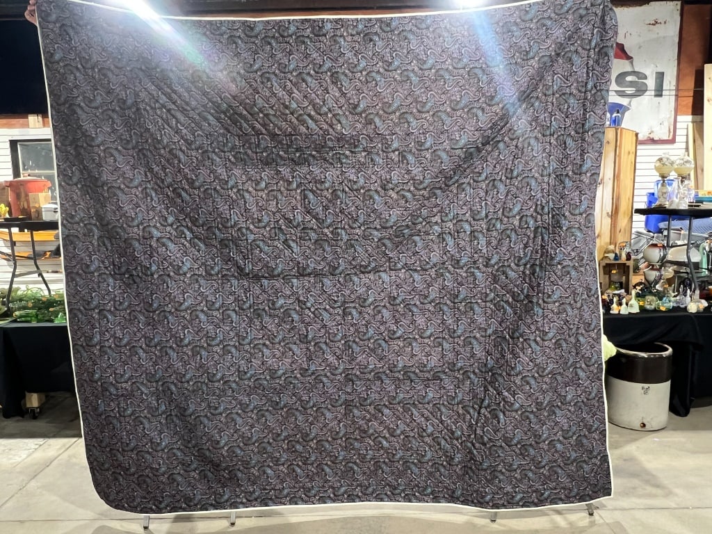 Large Machine Pieced and Machine Quilted Lone Star Pattern Patchwork Quilt - 3