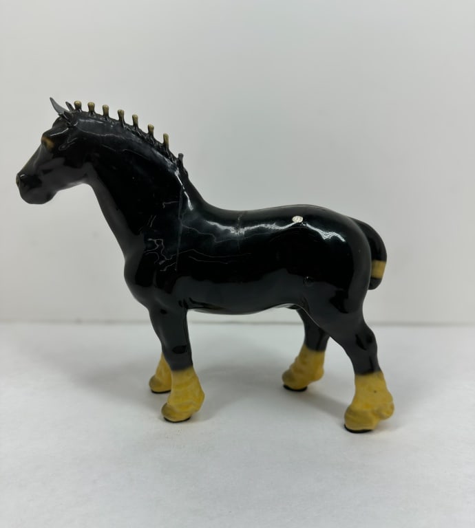 BESWICK BLACK CERAMIC SHIRE HORSE (1 of 4)
