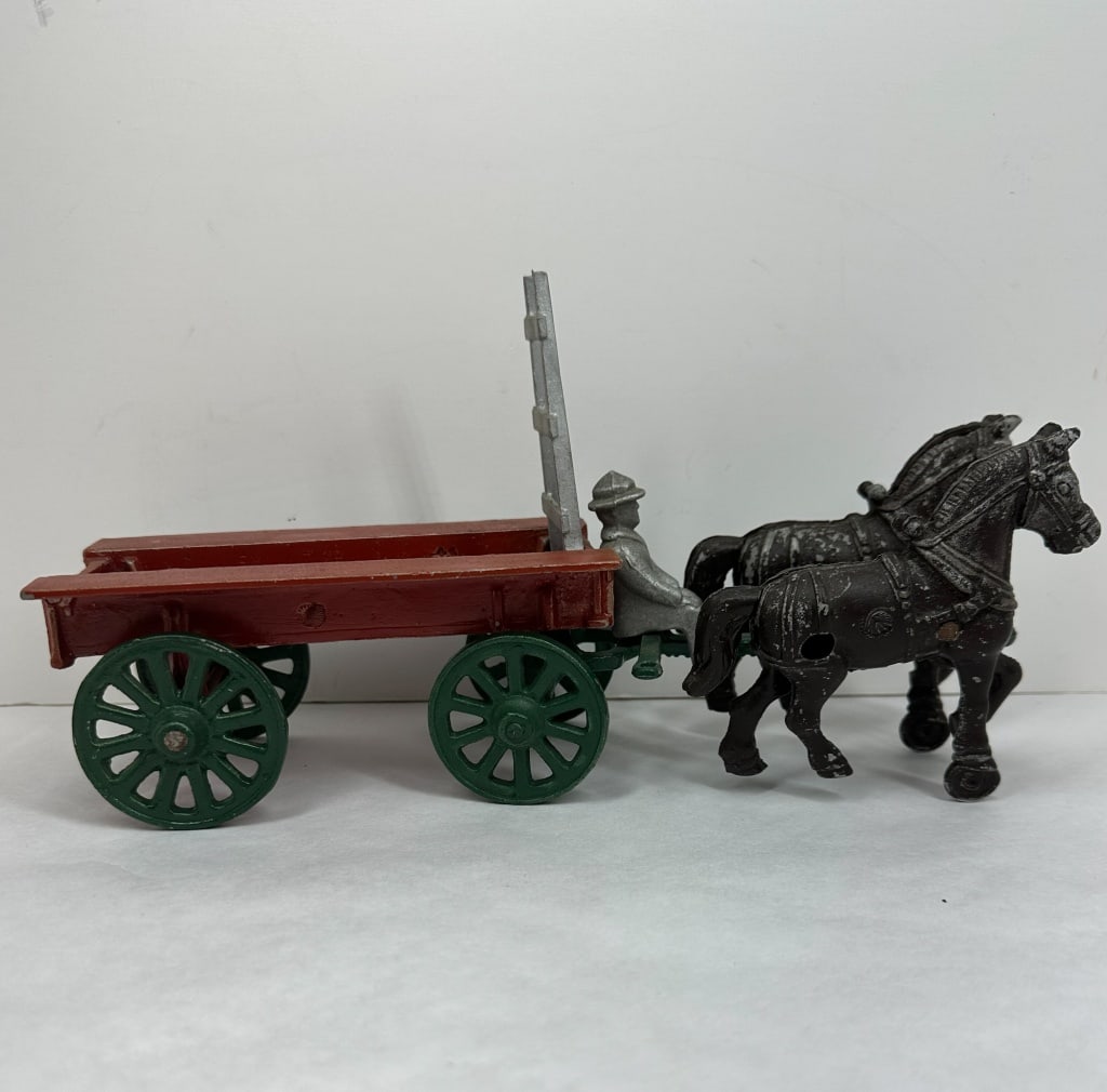 STANLEY HORSE DRAWN METAL WAGON, 1940S (1 of 2)