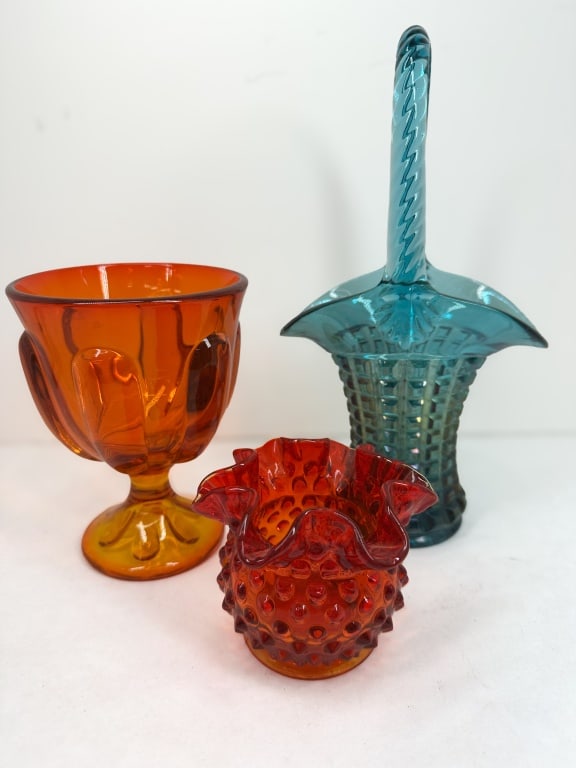 FENTON GLASS TRIO, MID-CENTURY (1 of 2)